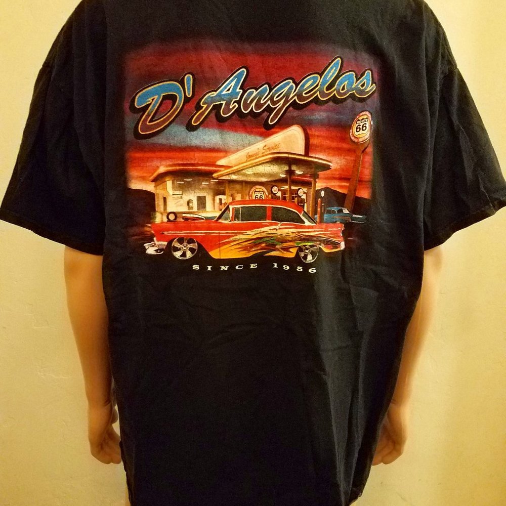 Mens Route 66 Jonny's Service Station Since 1956 Tee Shirt, Black, Size 2XL